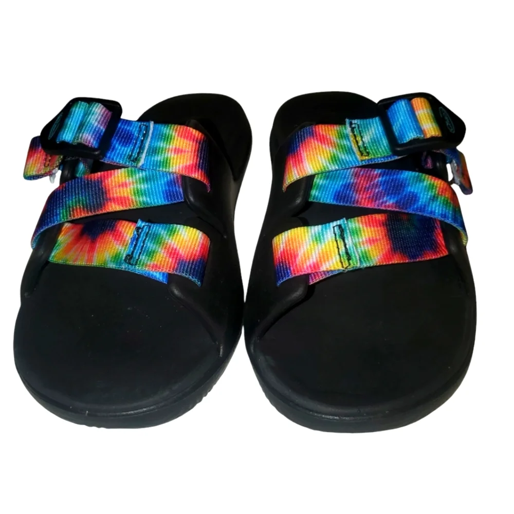 🔥CHACO Chillo Rainbow Tie Dye Strappy Slide-on Sandals Kids-Juniors SZ 1 Unisex